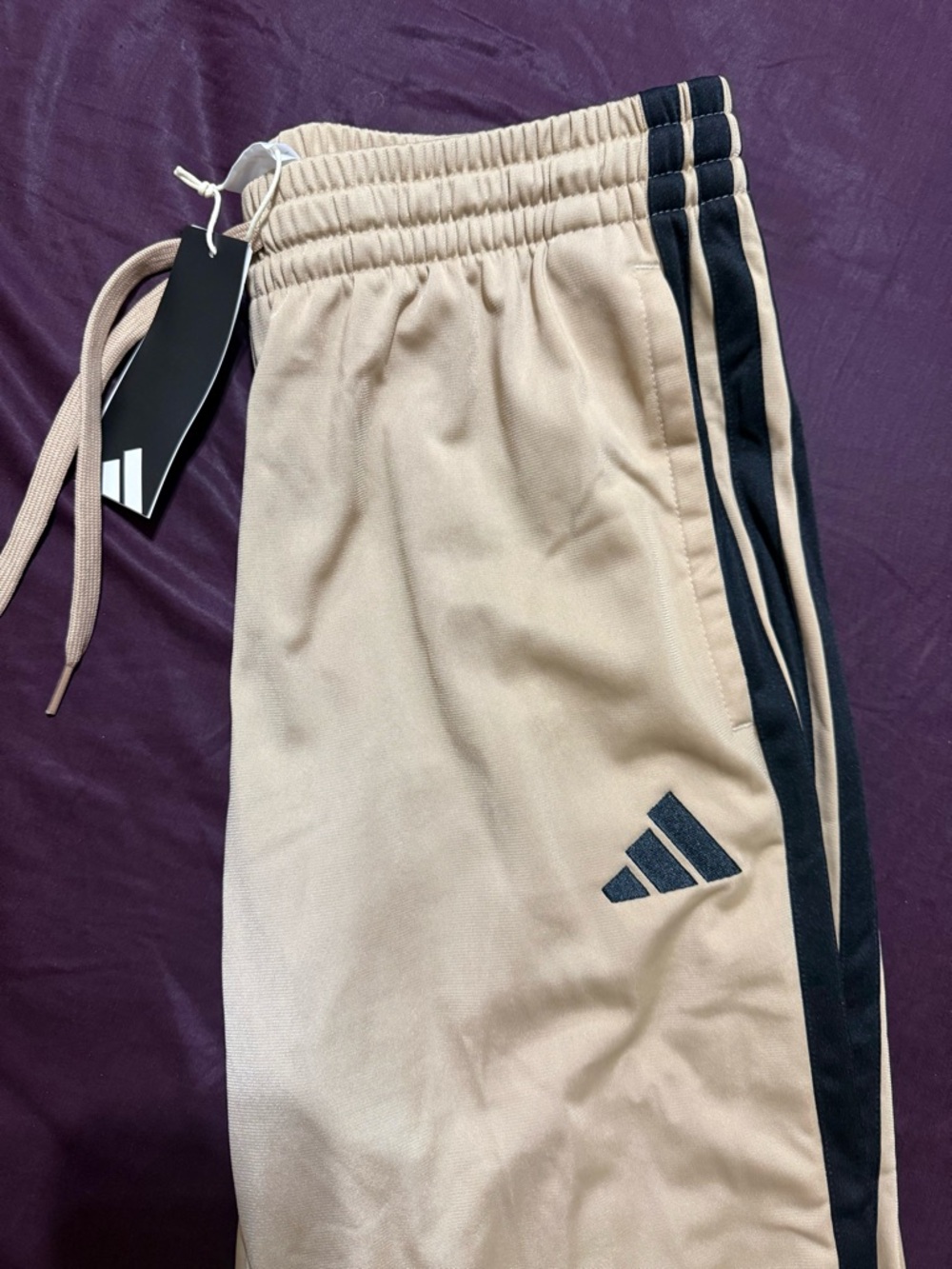 ADIDAS Men's OPEN HEM BOTTOM Tricot Track Pants Warm Sandstone JX5510 Sz XL, 2XL - Picture 3 of 9